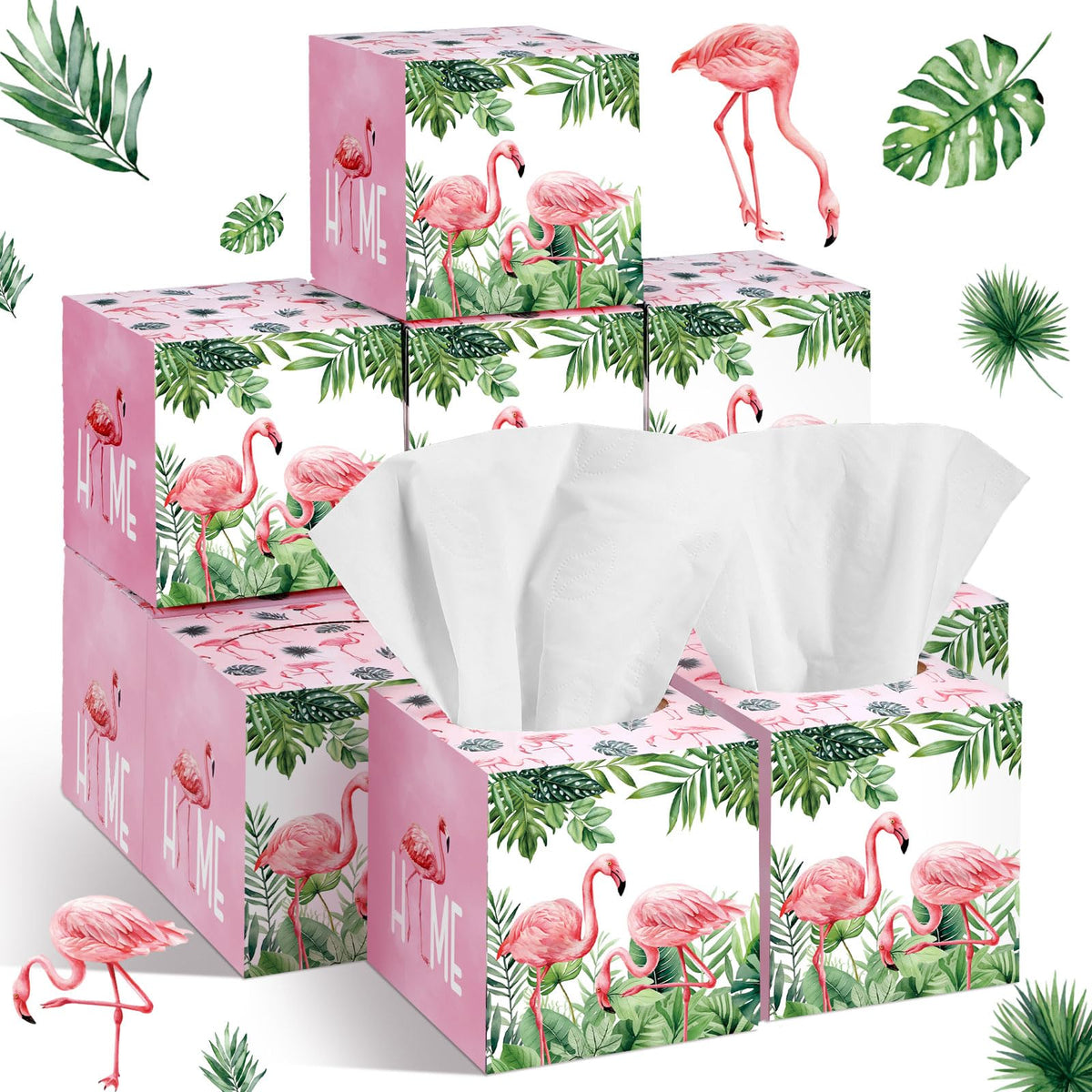 Fourluoo 12 Pack Fall Floral Facial Tissue Cube Boxes, 600 Sheet 3 Ply