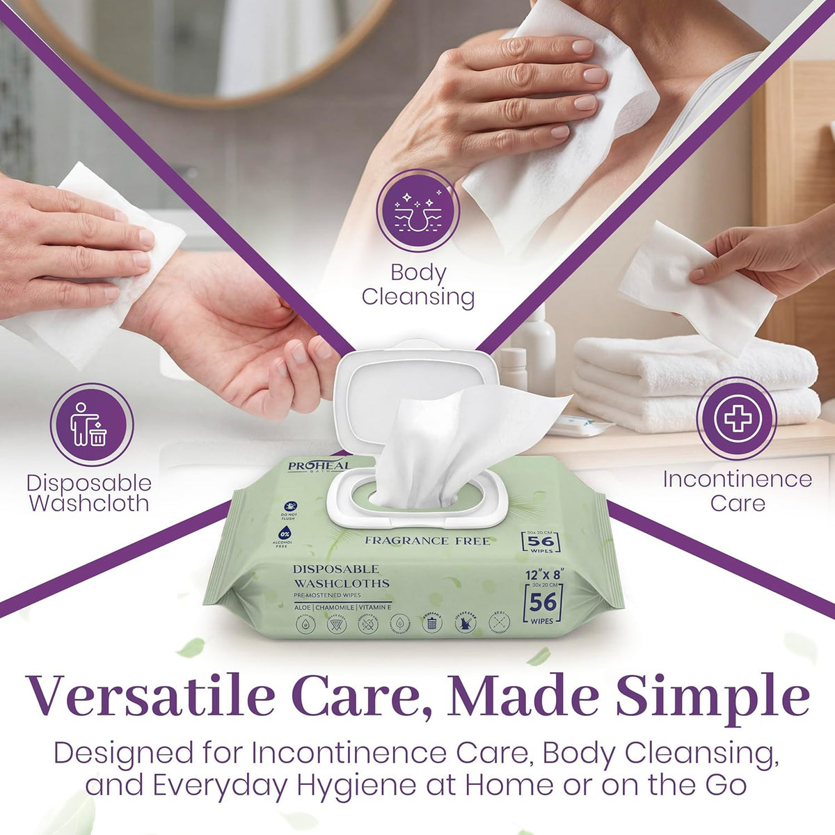Adult Wet Wipes for Elderly, Extra Large Disposable Washcloths, 112 Count
