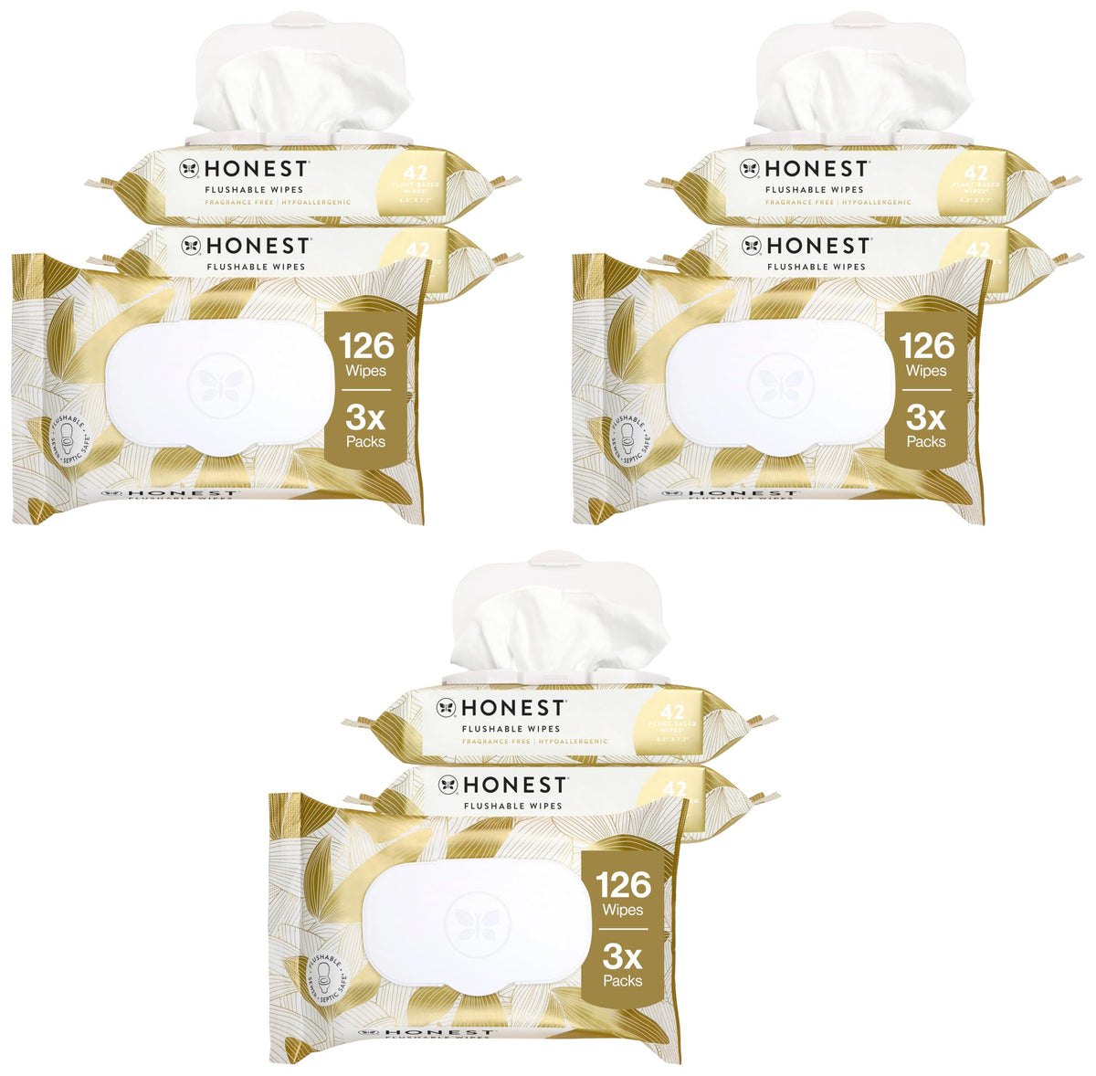 The Honest Company Flushable Wipes, Hypoallergenic, Tropical Leaves, 42ct