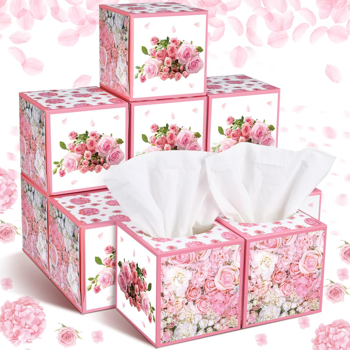 Fourluoo 12 Pack Fall Floral Facial Tissue Cube Boxes, 600 Sheet 3 Ply