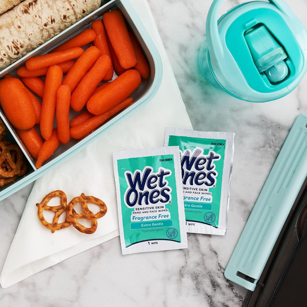 Wet Ones Singles Hand Wipes, Sensitive Skin, Unscented, 24 ct (6 Pack)