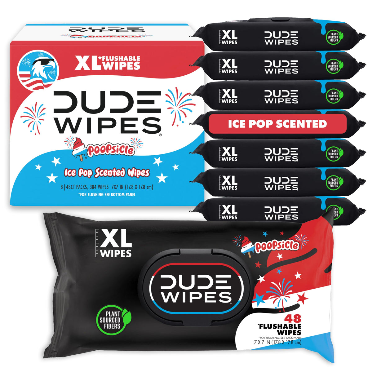 DUDE Wipes Poopsicle Adult Flushable Wet Wipes, Ice Pop Scented, 144 Count