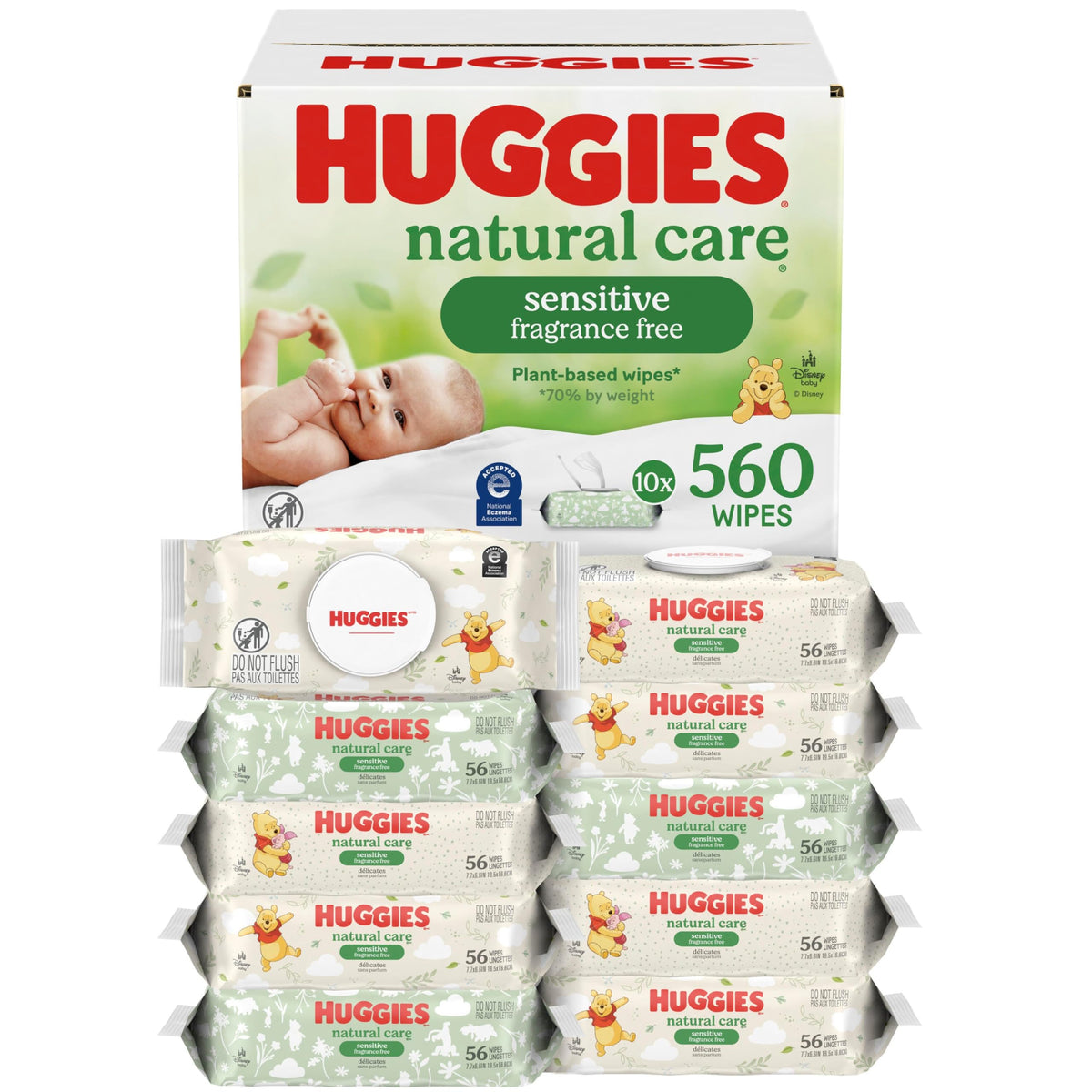 Huggies Natural Care Sensitive Baby Wipes, Unscented, 1 Pack, 56 Wipes