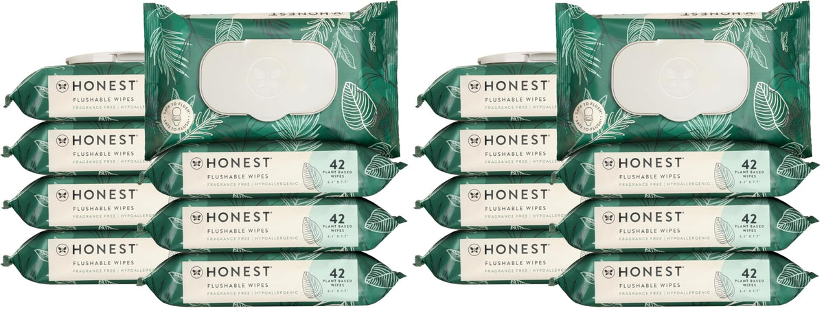 The Honest Company Flushable Wipes, Hypoallergenic, Tropical Leaves, 126ct