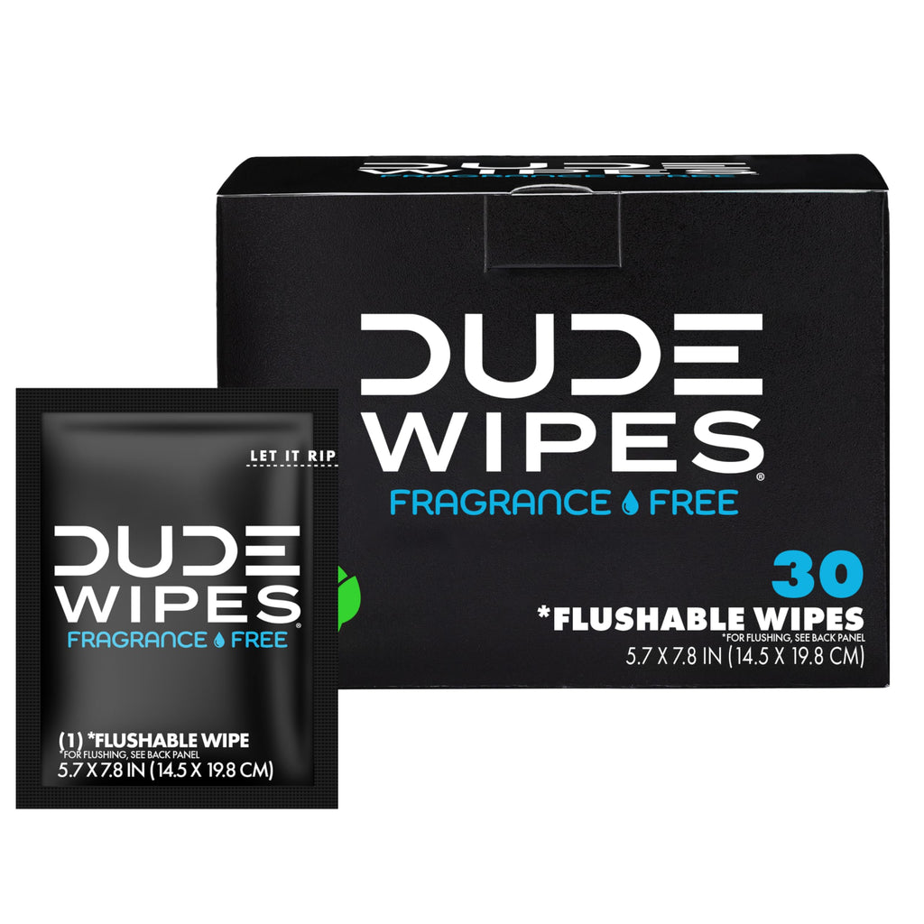 DUDE Wipes On-The-Go Unscented Adult Flushable Travel Wipes, 60 Count