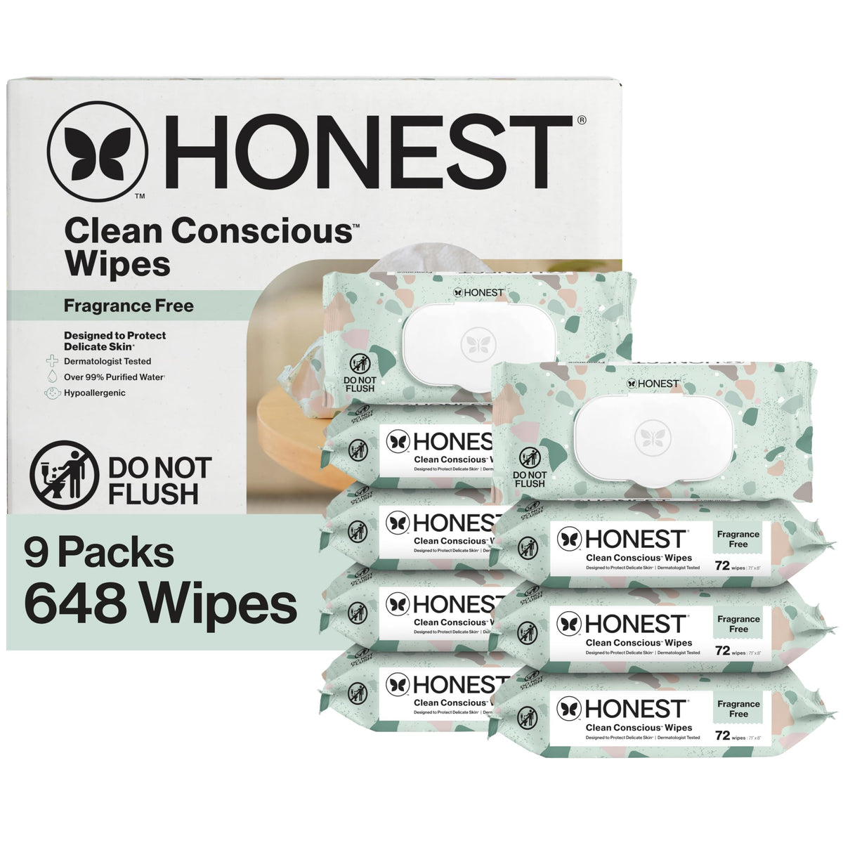 The Honest Company Multi-Use Baby Wipes, Pattern Play, 60 Count