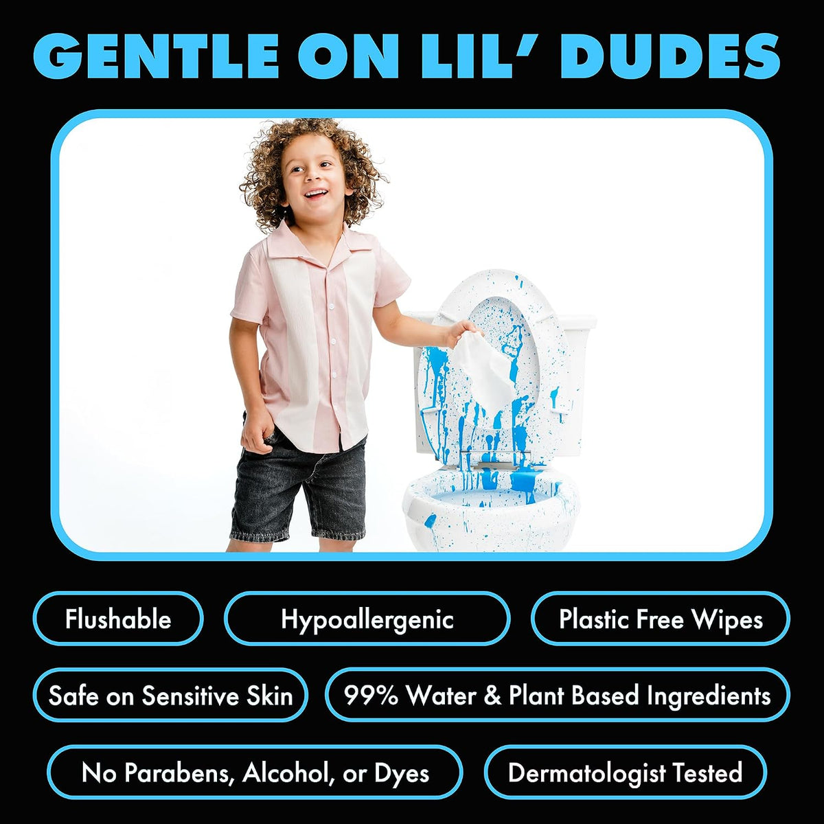 LiL' DUDE Wipes Flushable Potty Training Water Wipes, Unscented, 168 Count
