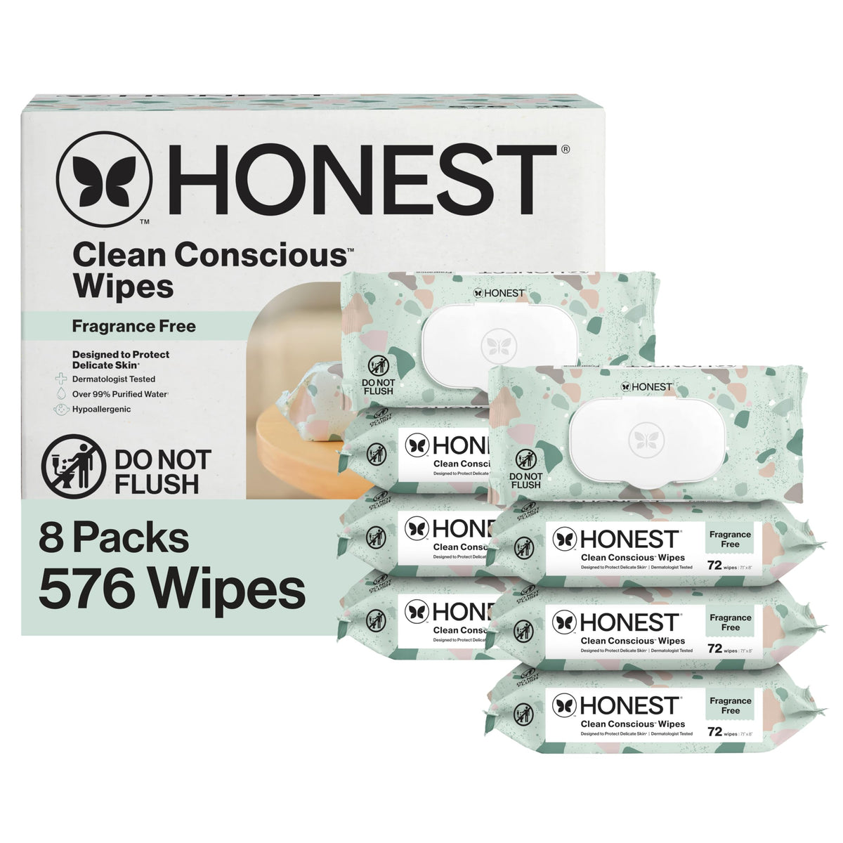 The Honest Company Multi-Use Baby Wipes, Pattern Play, 60 Count
