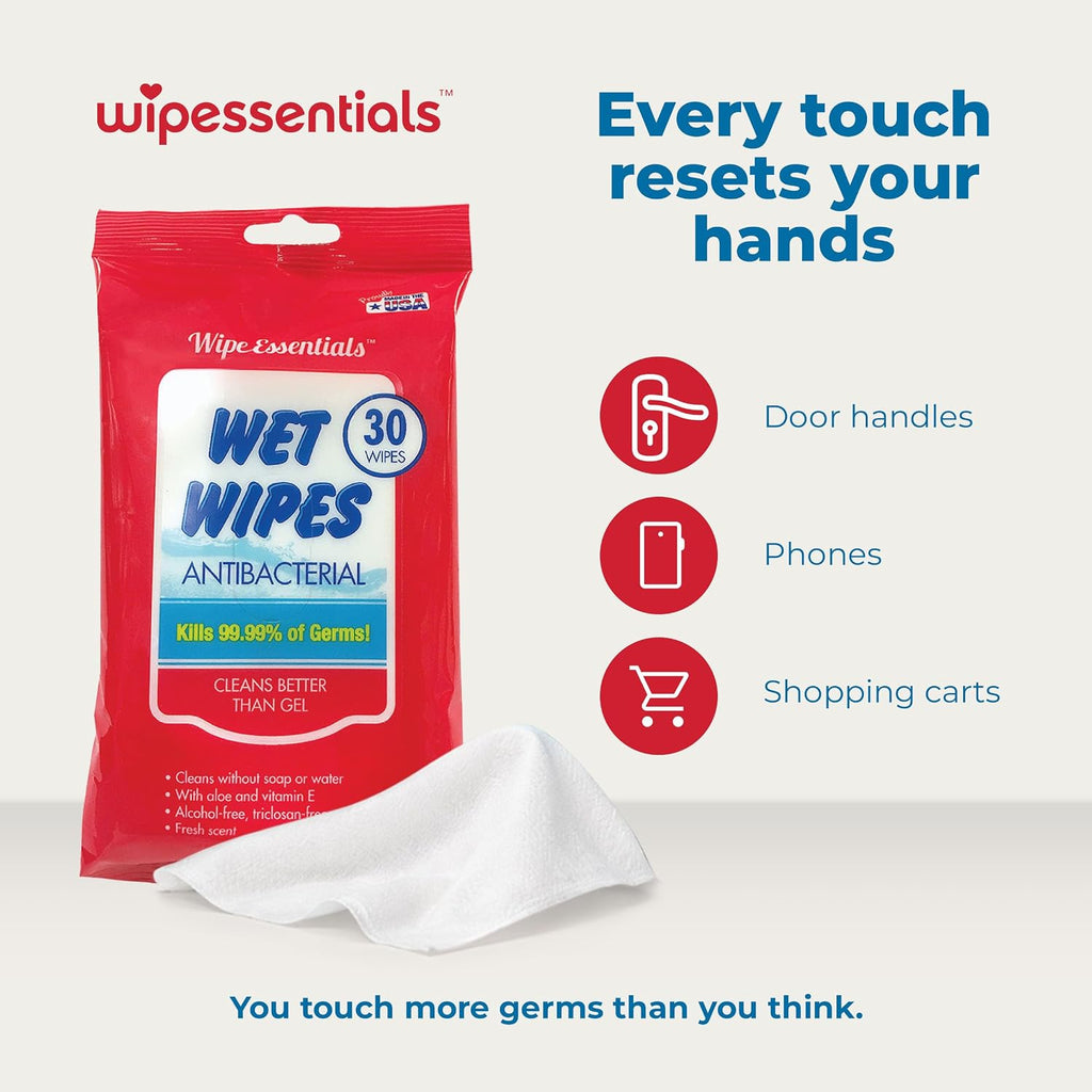 WipeEssentials Hand Sanitizer Wipes for Adults & Kids - 90 Count, 3 Packs