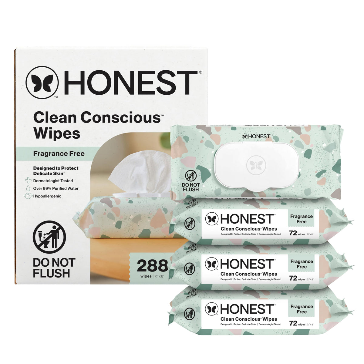 The Honest Company Multi-Use Baby Wipes, Pattern Play, 60 Count