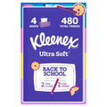 Kleenex Ultra Soft Facial Tissues, 4 Flat Boxes, 120 Tissues per Box