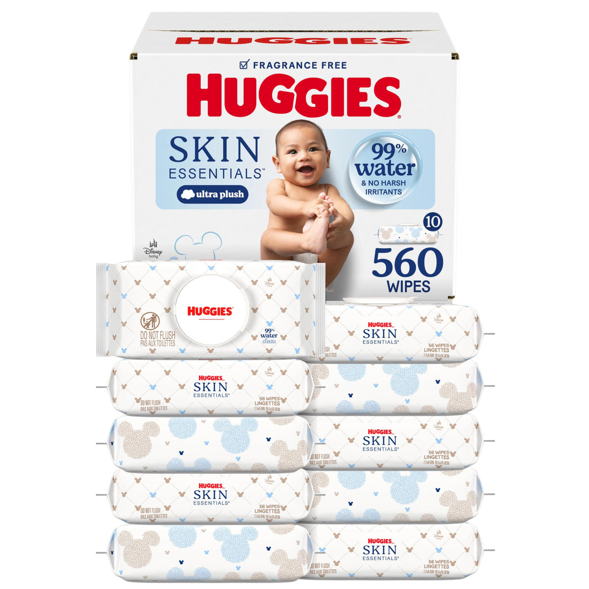 Huggies Skin Essentials Baby Wipes, 99% Water, 15 Packs, 840 Wipes