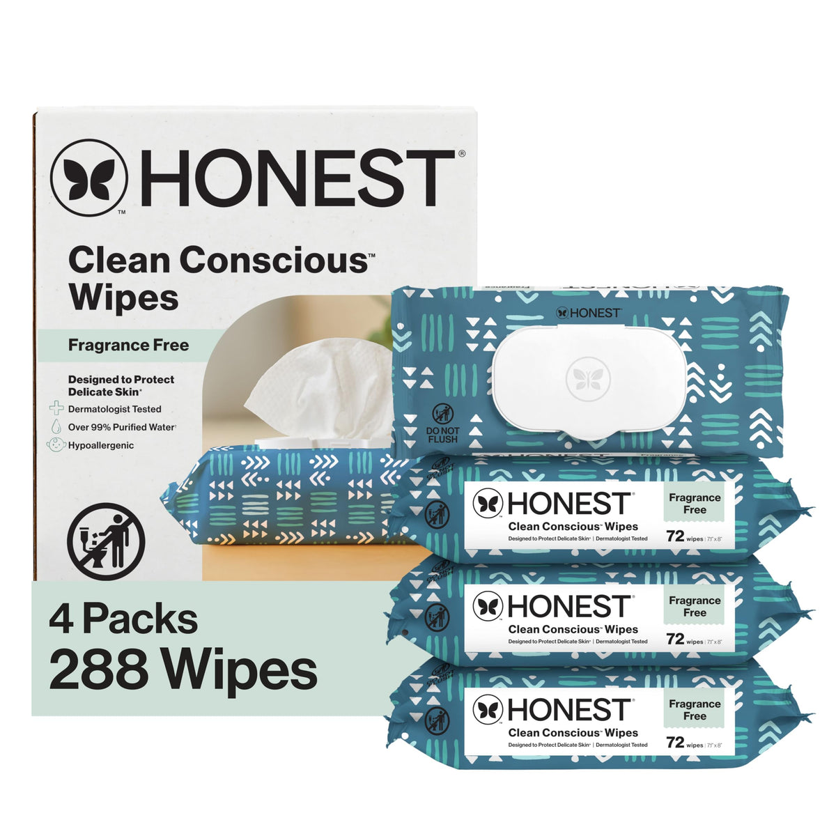 The Honest Company Multi-Use Baby Wipes, Pattern Play, 60 Count