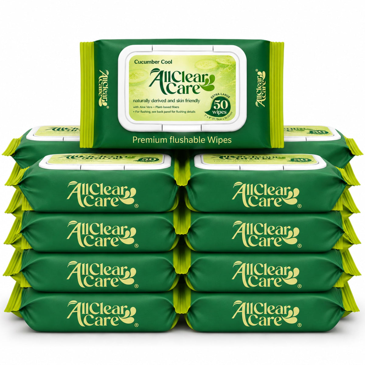 All Clear Care Flushable Wipes, Aloe, Cucumber and Chamomile, Sewer & Septic Safe, Extra Large Adult Wet Wipes, Cucumber Scent, 150 count (3 pack)