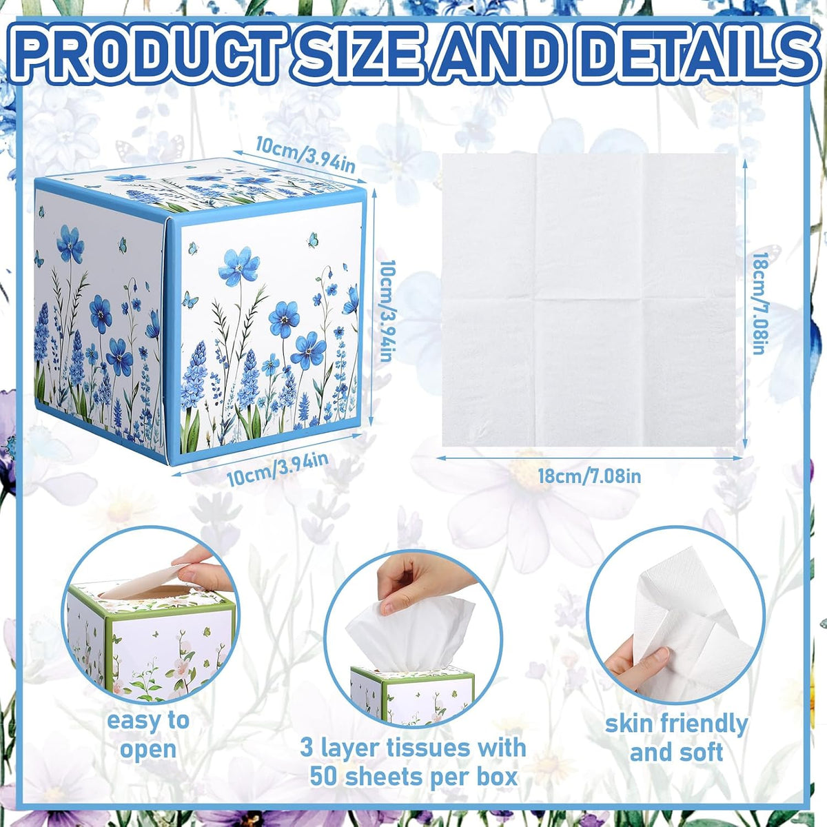 Fourluoo 12 Pack Fall Floral Facial Tissue Cube Boxes, 600 Sheet 3 Ply