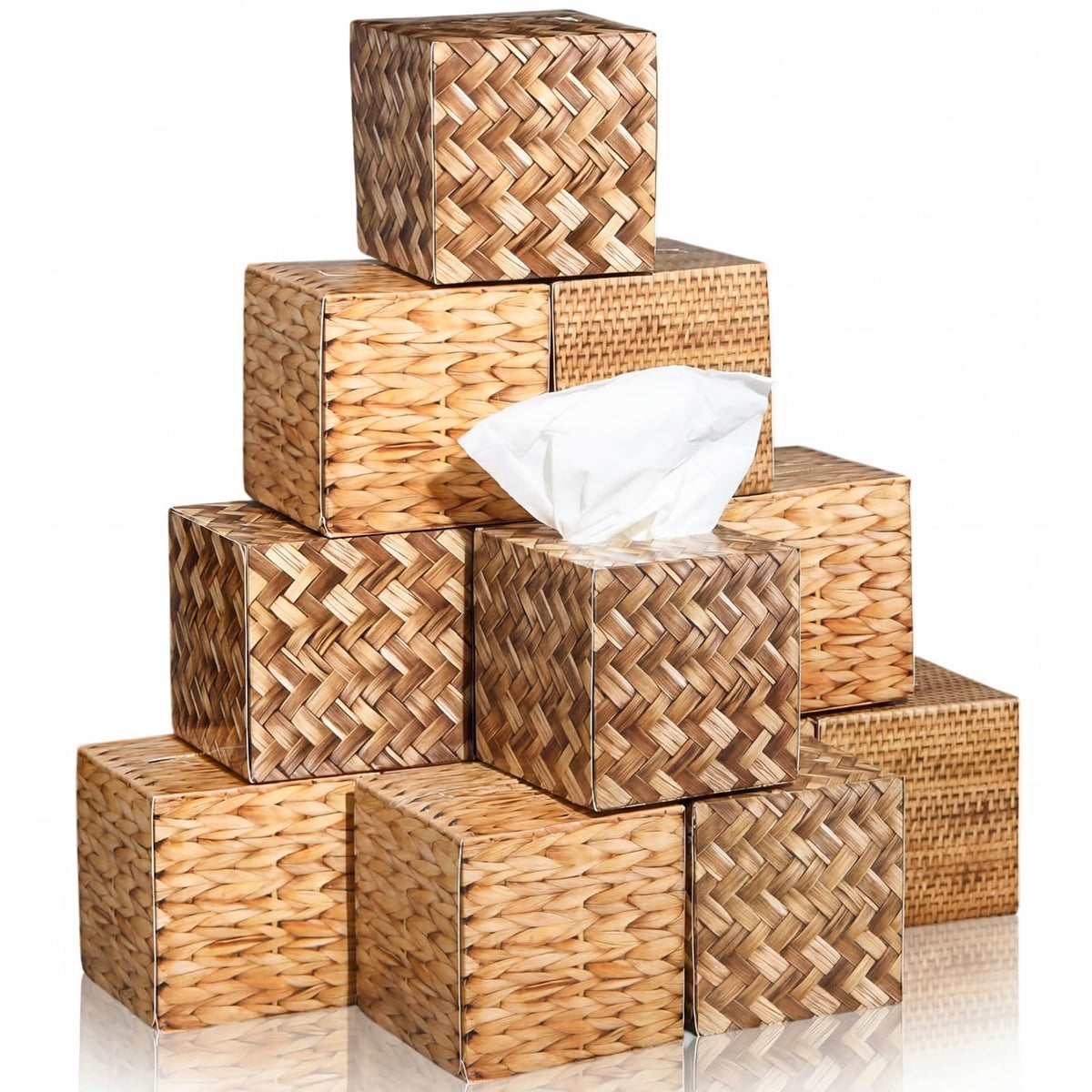 12 Pack Farmhouse Facial Tissues Cube Boxes 600 Sheets 3 Ply Small Square Home Face Tissues Bulk for Housewarming Gifts and Summer Home Decor(Marble Pattern)