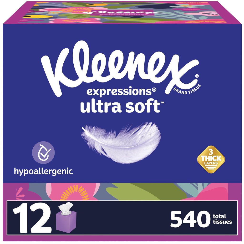 Kleenex Ultra Soft Facial Tissues, 8 Cube Boxes, 80 Tissues per Box