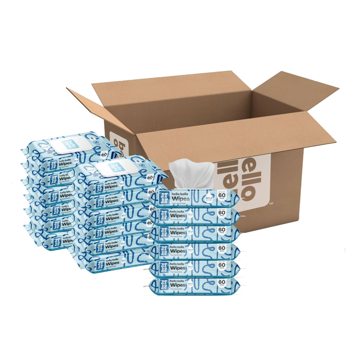 Hello Bello Baby Wipes, Fragrance-Free, 18 Resealable Packets = 1080ct