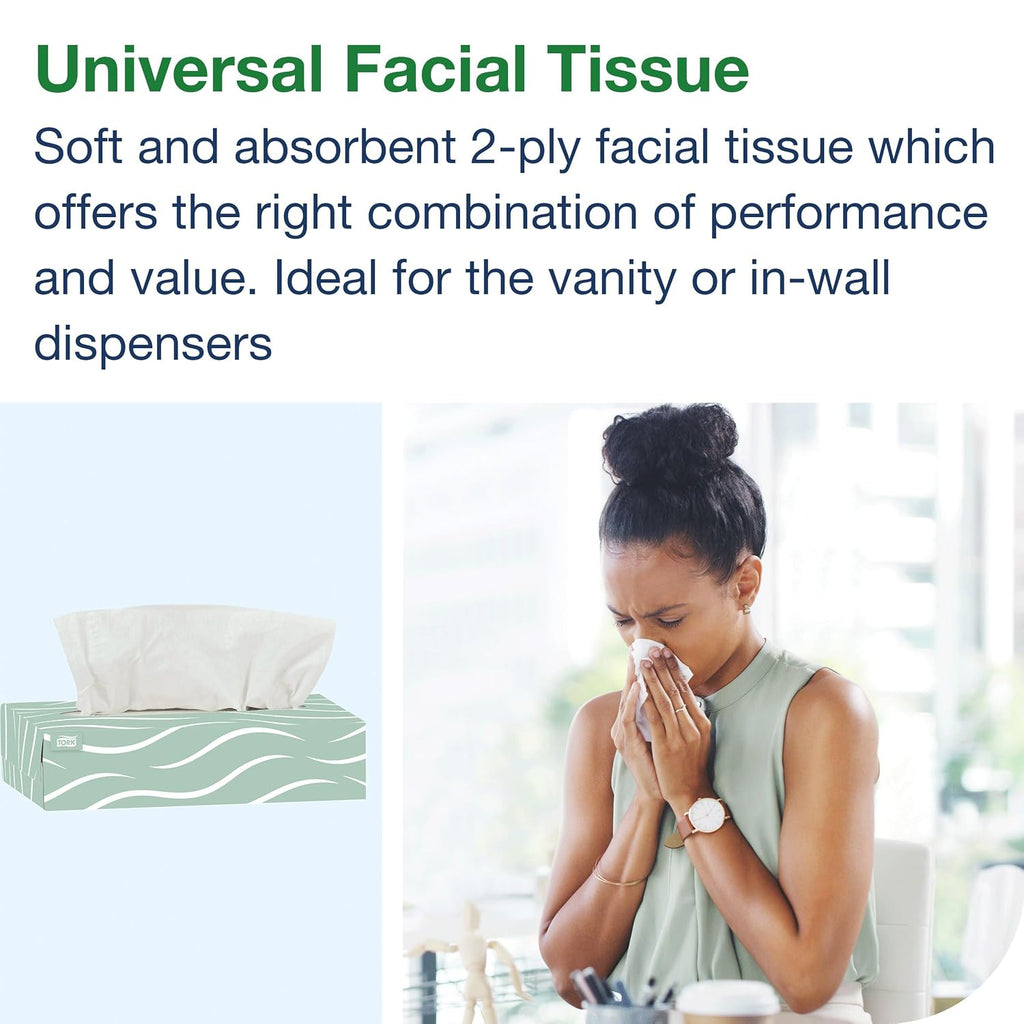 Tork Universal Facial Tissue Flat Box White, 2-ply, 30 x 100, TF6710A