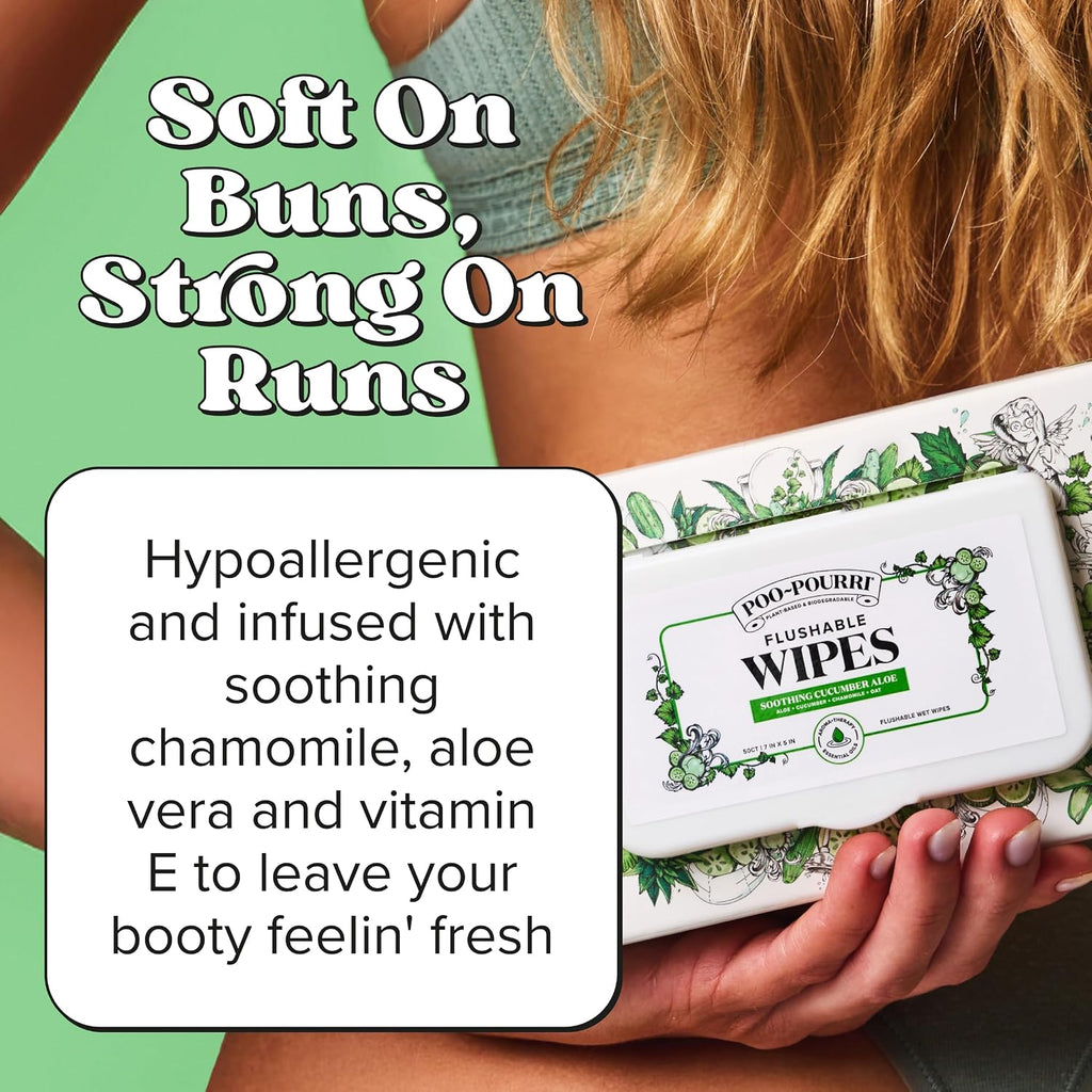 Poo~Pourri Flushable Wipes, Cucumber Aloe, 3-pack Dispensers, 150 Total