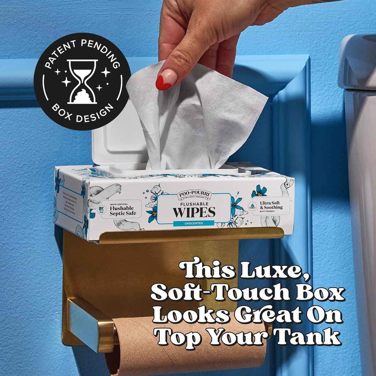 Poo~Pourri Flushable Wipes, Unscented, 50 Count Dispenser Box