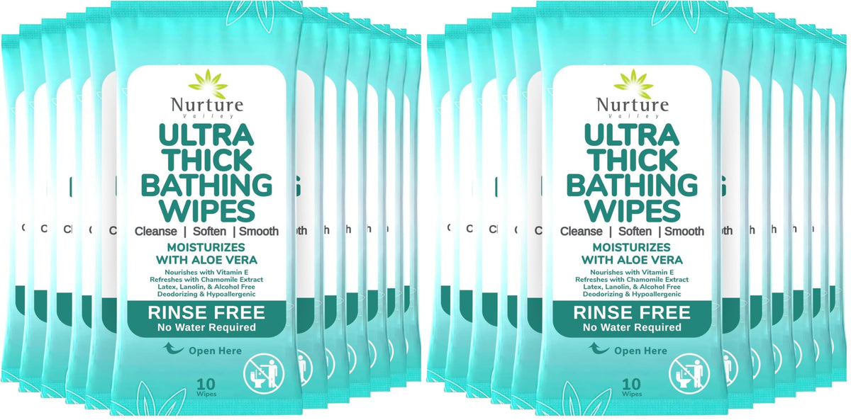 Nurture XL Ultra Thick Body Wipes for Adults with Aloe No Rinse - 120 Pack