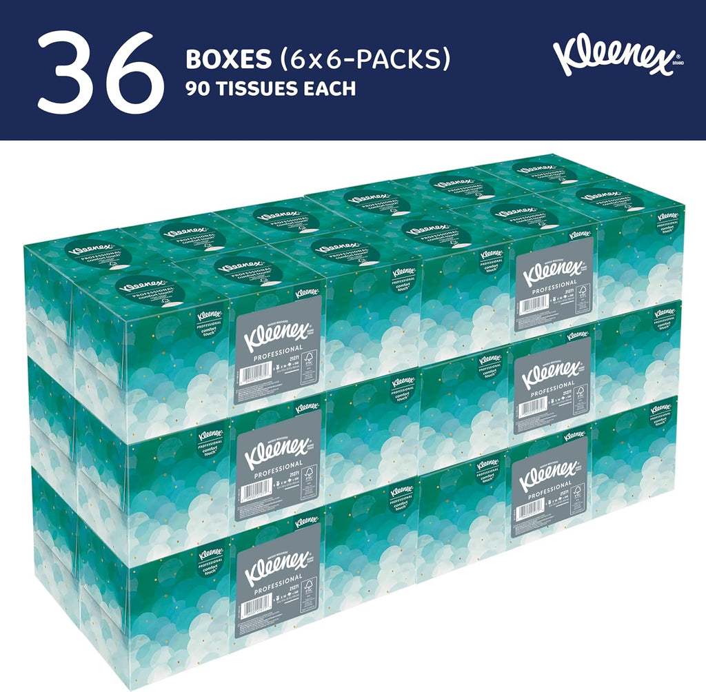 Kleenex Professional Facial Tissue, Bulk, 36 Boxes x 90 Tissues (21271)