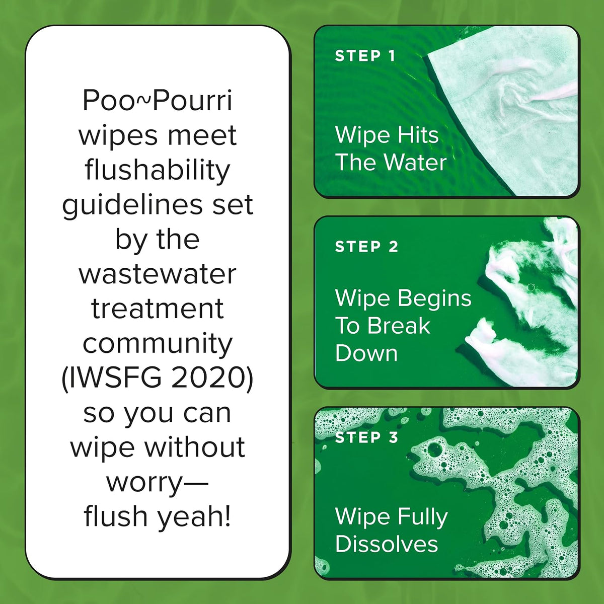 Poo~Pourri Flushable Wipes, Cucumber Aloe, 50 Count Dispenser Box