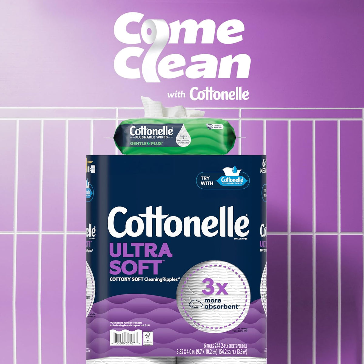 Cottonelle GentlePlus Flushable Wipes, 8 Packs, 42 Wipes per Pack