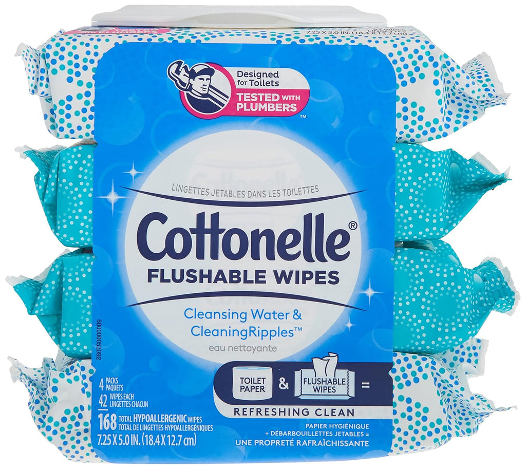 Cottonelle Freshcare Flushable Wipes, 42 Count (Pack of 4)