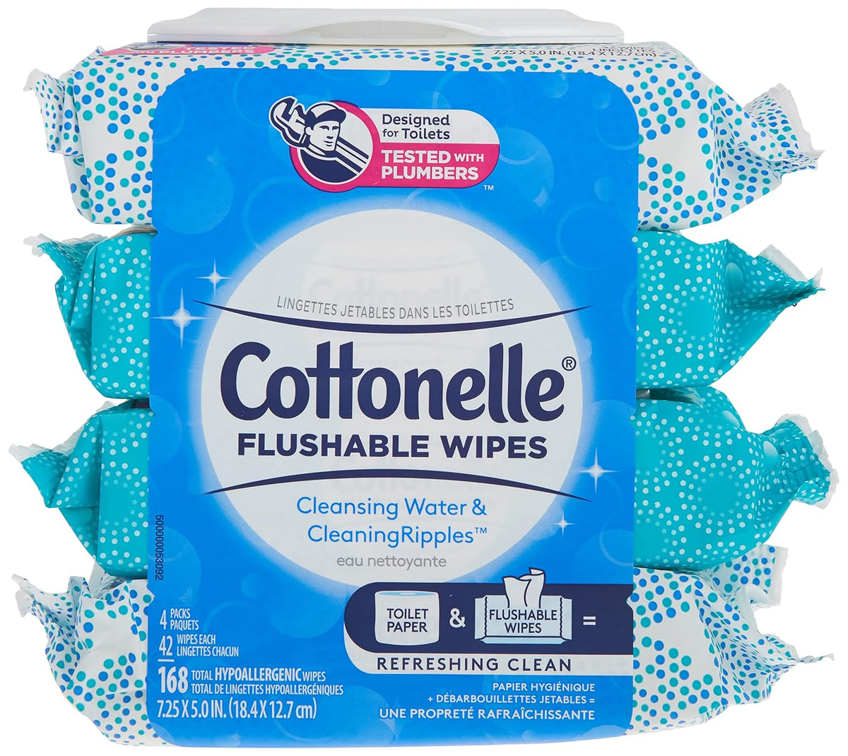 Cottonelle Freshcare Flushable Wipes, 42 Count (Pack of 4)