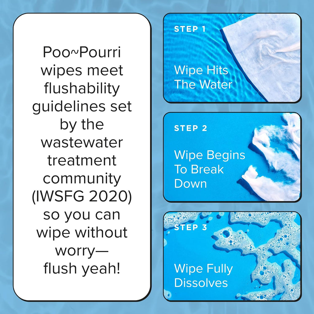 Poo~Pourri Flushable Wipes, Unscented, 50 Count Dispenser Box