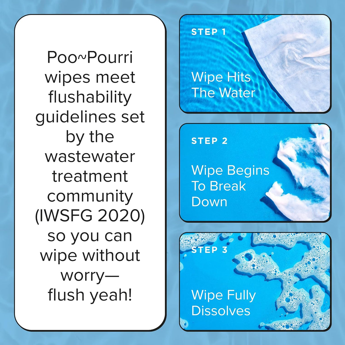 Poo~Pourri Flushable Wipes, Unscented, 50 Count Dispenser Box