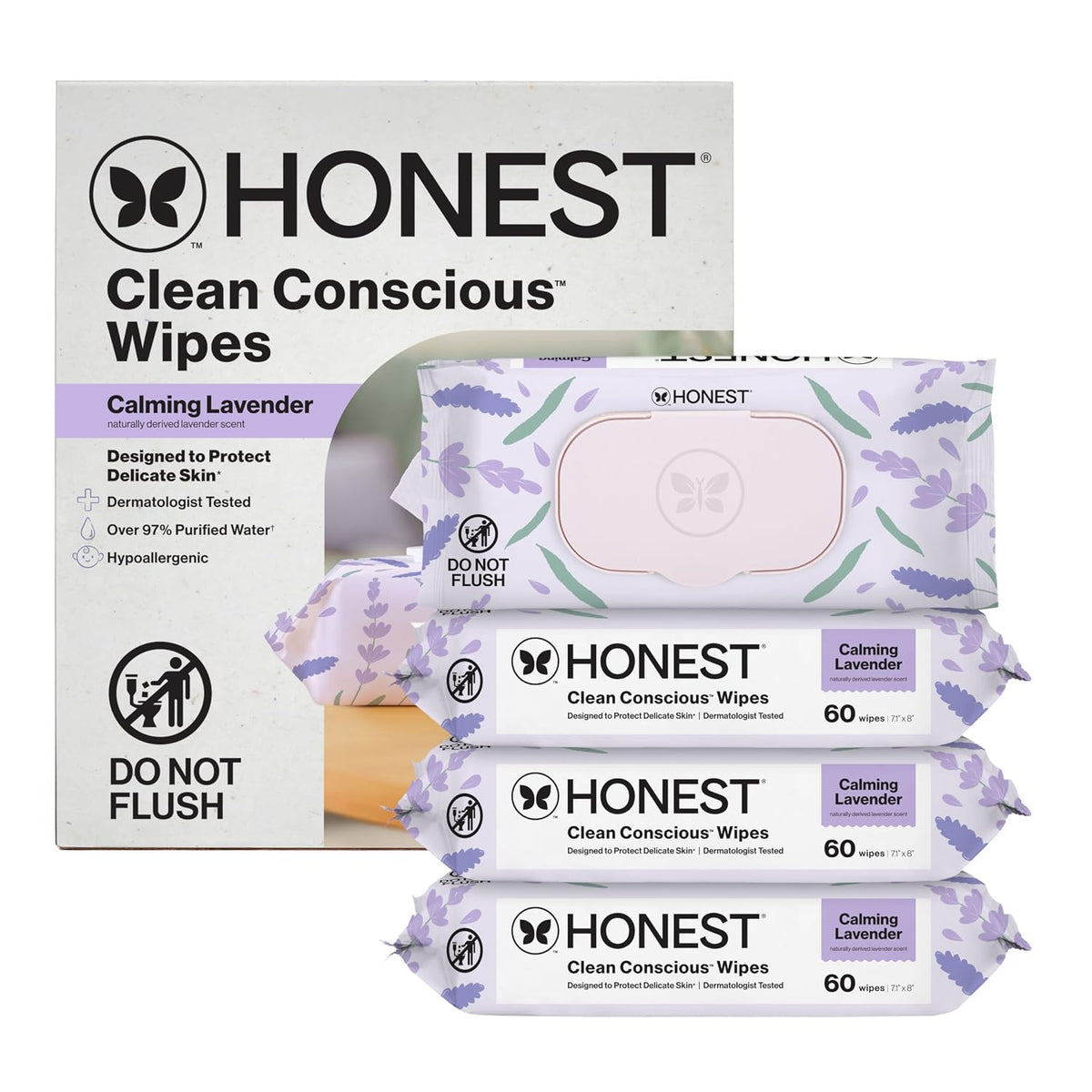 The Honest Company Scented Wipes, Hypoallergenic, Lavender, 240 Count