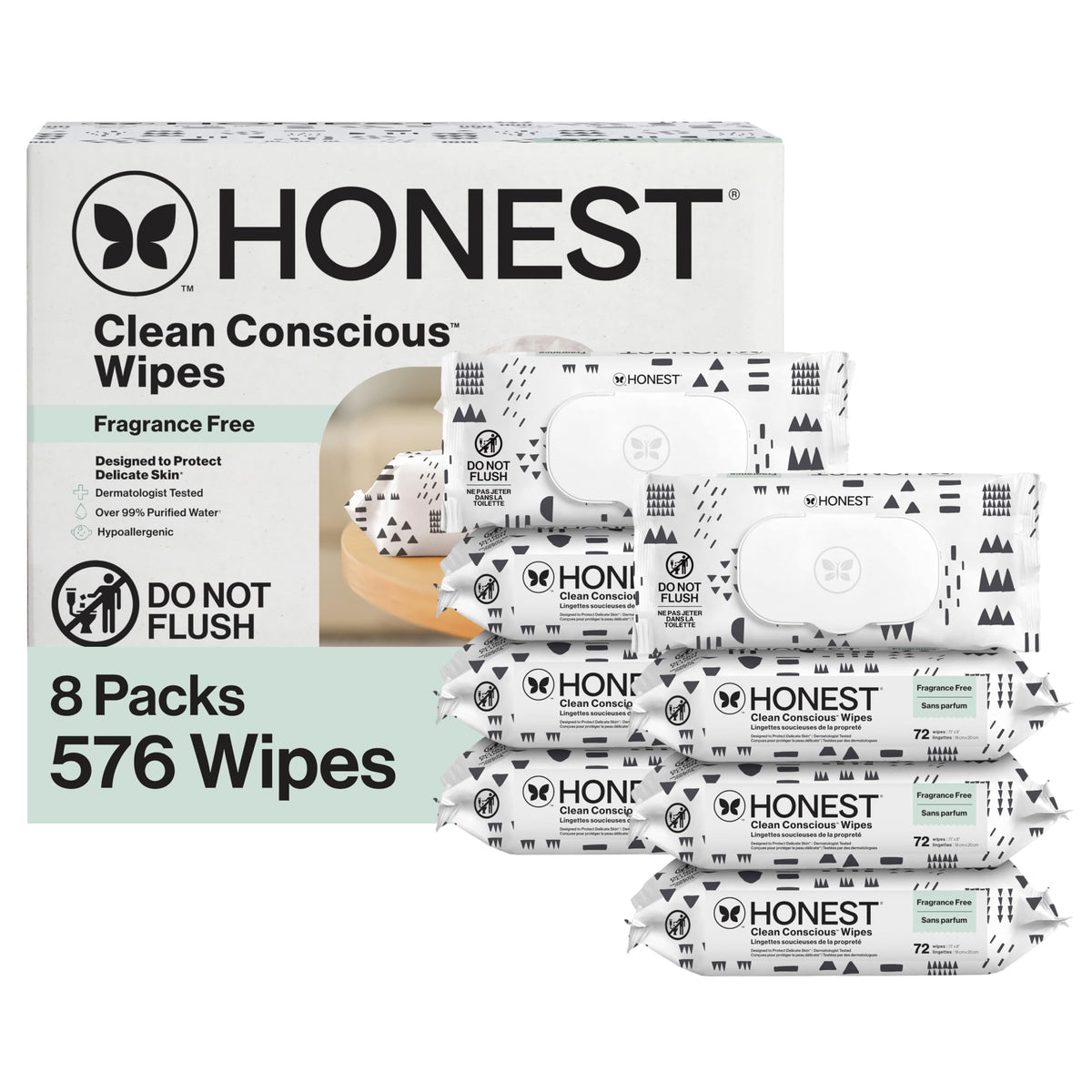The Honest Company Multi-Use Baby Wipes, Pattern Play, 60 Count