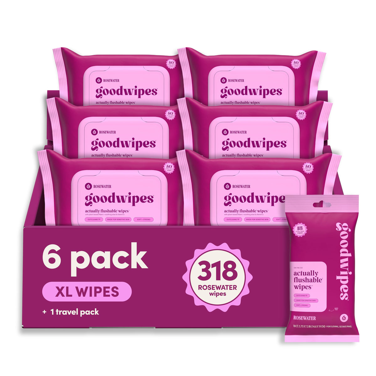 goodwipes Flushable Wipes (6 Pack) (50 Count (Pack of 6), Botanical Bliss)