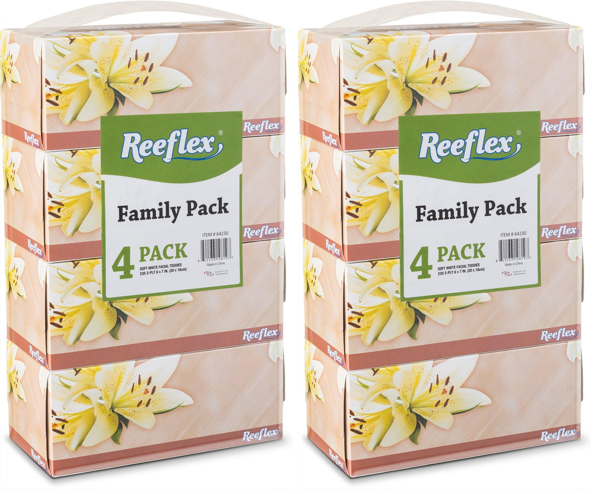 Reeflex Facial Tissues, 2-Ply Soft Facial Tissue - 4 Boxes,