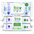 All Clear Care Baby Wipes, Unscented for Sensitive Skin, Large Soft Durable & 99% Water Based, Gentle & Hypoallergenic for Babies & Adults, Vitamin E and Aloe, Flip Top Lid, 3 Pack (240 Wipes)
