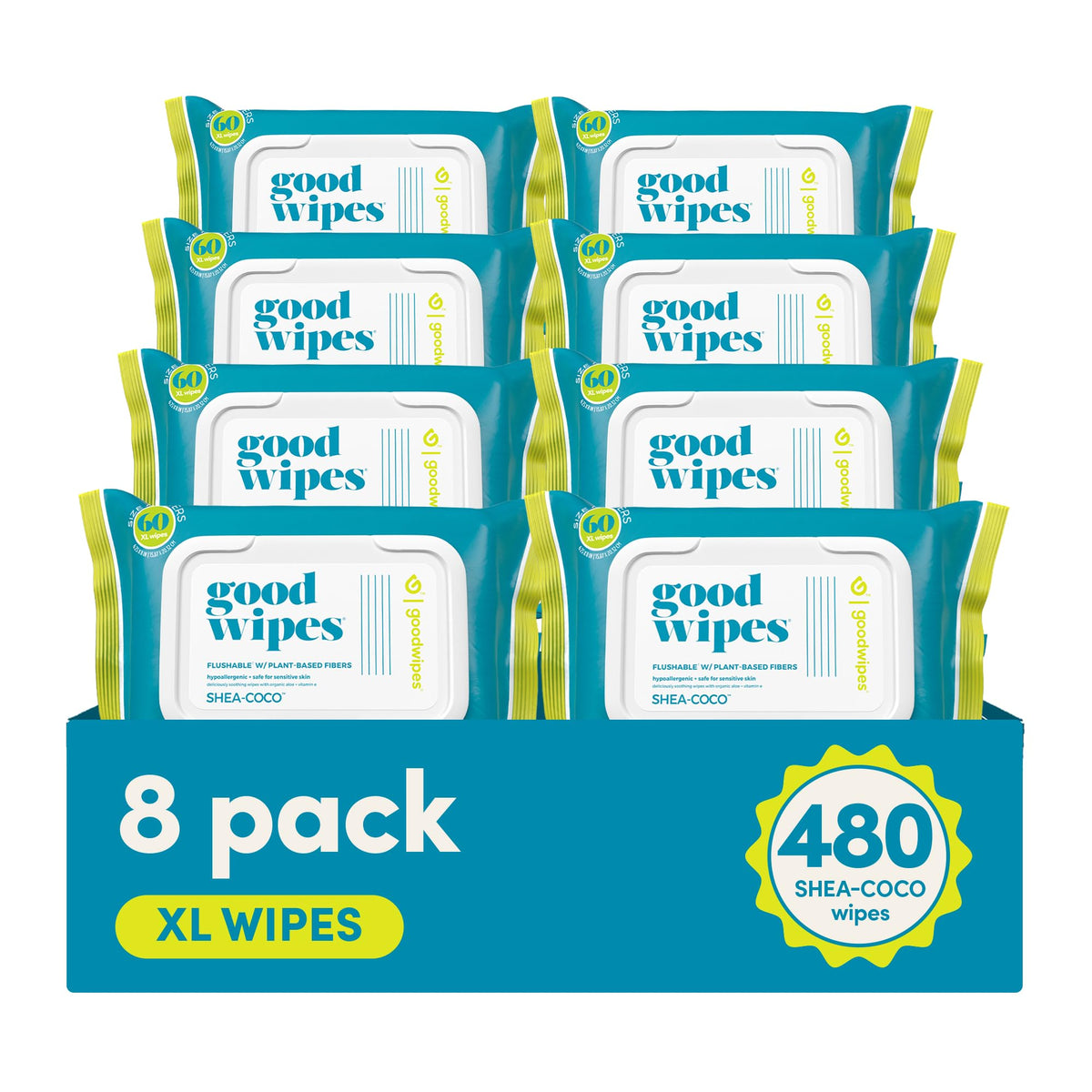 goodwipes Flushable Wipes - Botanical Bliss, 418 Wipes (8 Pack + 1 Travel)