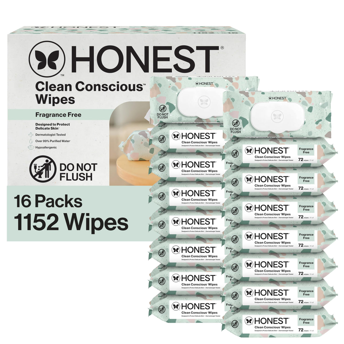 The Honest Company Multi-Use Baby Wipes, Pattern Play, 60 Count