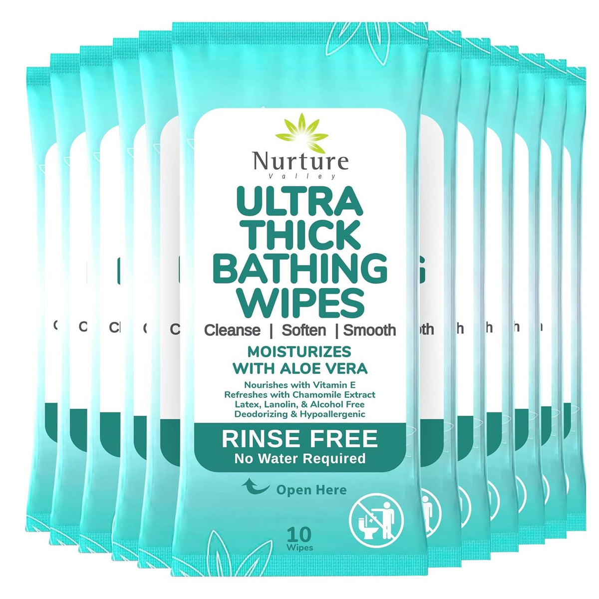 Nurture XL Ultra Thick Body Wipes for Adults with Aloe No Rinse - 120 Pack
