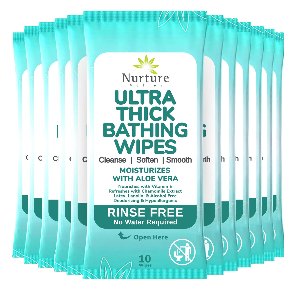 Nurture XL Ultra Thick Body Wipes for Adults with Aloe No Rinse - 120 Pack