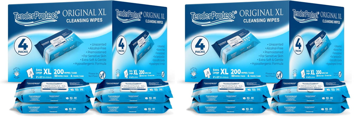 TenderProtect Original XL Incontinence Wipes for Adults with Aloe, 600 Count