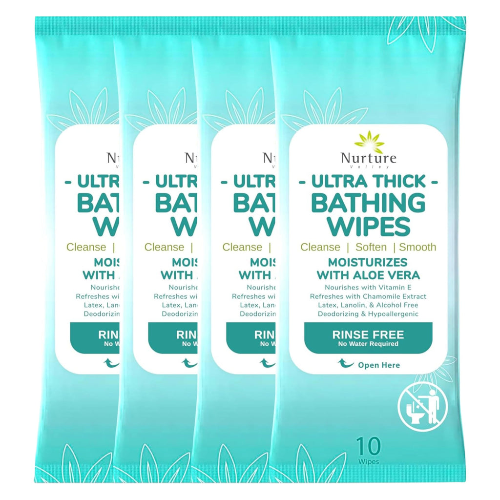 Nurture XL Ultra Thick Body Wipes for Adults with Aloe No Rinse - 120 Pack