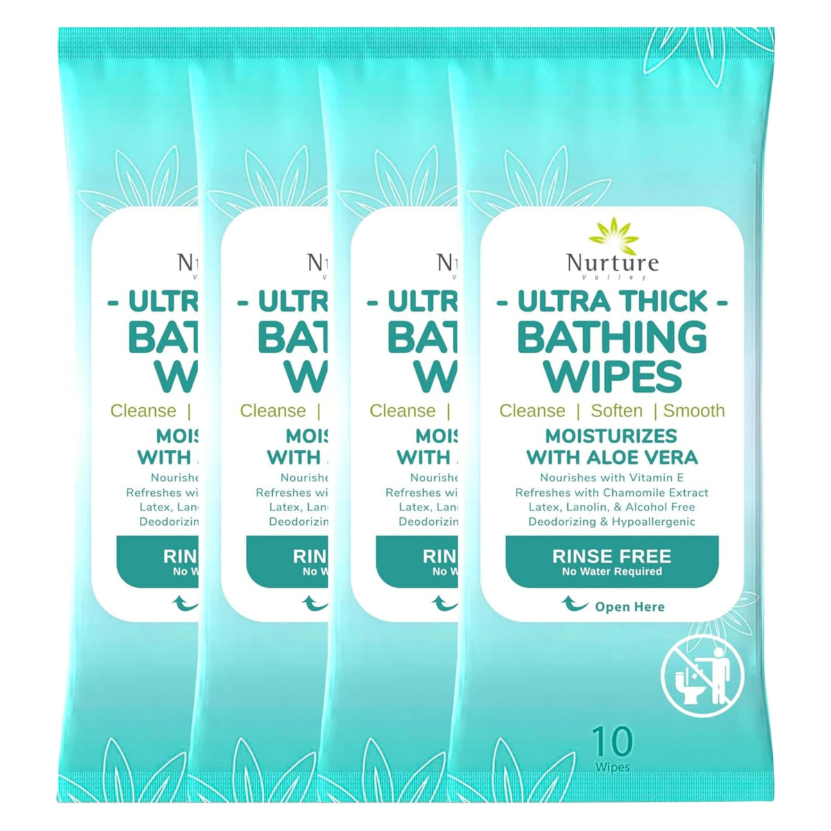 Nurture XL Ultra Thick Body Wipes for Adults with Aloe No Rinse - 120 Pack