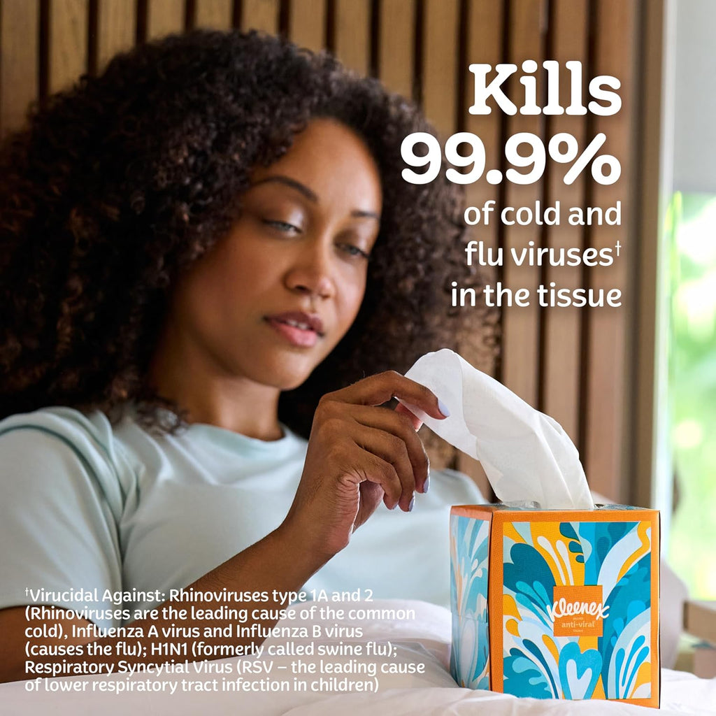 Kleenex Anti-Viral Facial Tissues, 6 Cube Boxes, 55 Tissues per Box