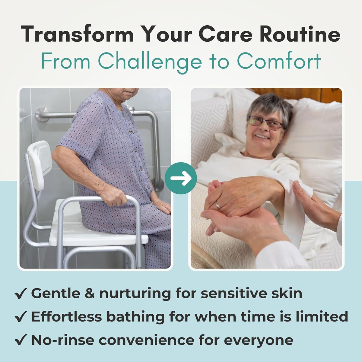 Nurture XL Ultra Thick Body Wipes for Adults with Aloe No Rinse - 120 Pack