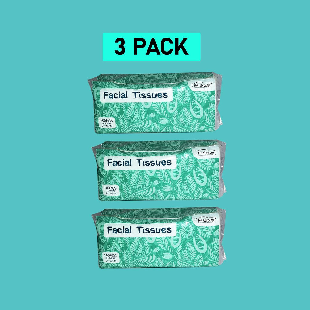 FH Group 3PACK Soft Absorbent Facial Tissues for Home and Travel, 3 Pack