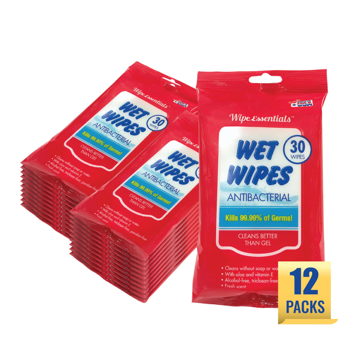 WipeEssentials Hand Sanitizer Wipes for Adults & Kids - 90 Count, 3 Packs