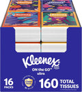 Kleenex On-The-Go Facial Tissues, 16 On-The-Go Packs, 10 per Box, 3-Ply (160 Total), Packaging May Vary
